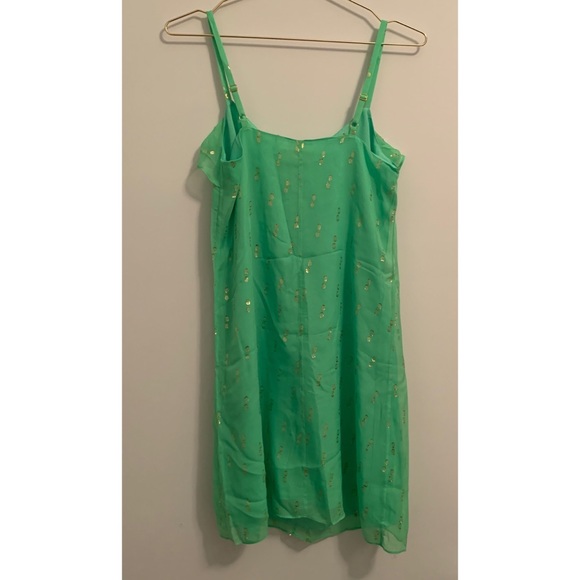 EUC Lilly Pulitzer Green & Gold Strappy Silk Dress - Picture 3 of 4